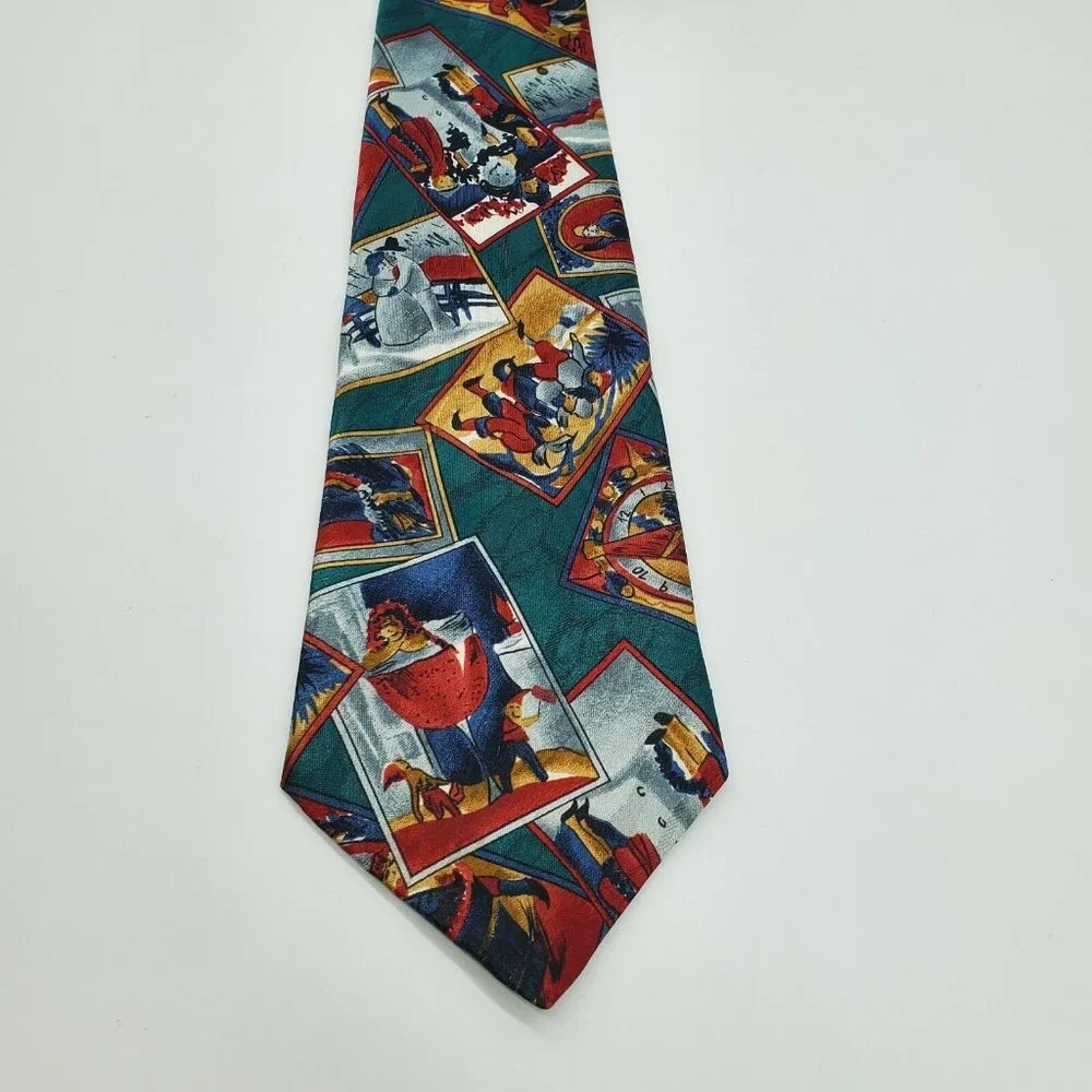 Manhattan Holiday Design Christmas Tie Neck‎ Tie Made In USA EUC